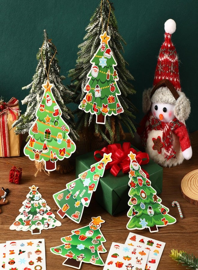 JULBEAR 54 Pcs Christmas Tree Crafts for Kids, DIY Xmas Tree Hanging Ornaments with Stickers Kits for Home Classroom Game Activities Party Favors Holiday Decoration Making - Image 4
